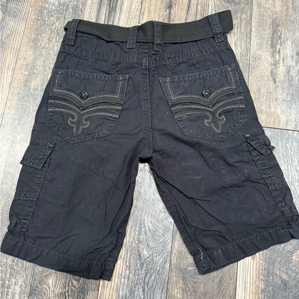 Rock Revival Dark Cargo Shorts for Men